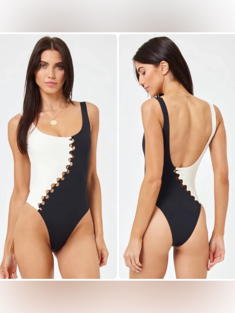 L*Space Solstice Black & White Cutout Bitsy One-Piece Swimsuit Nwt $220